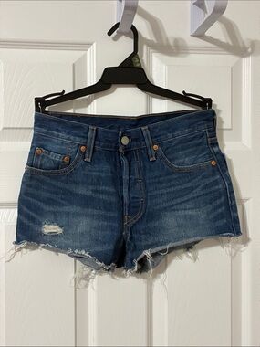 Levi's 501 High-Rise Distressed Women's Denim Shorts - Size: 25 - Button Fly